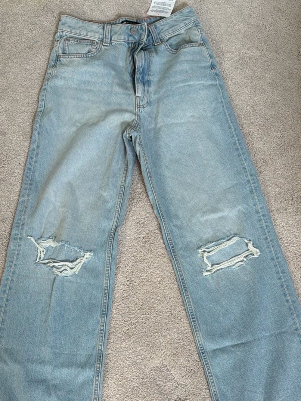 ASOS Light Blue Straight-Leg Ripped Jeans